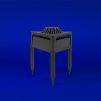 Triangular mounting stake or underground junction box , designed for stability in landscape lighting. Doubles as a 20 cubic inch mini splice box and housing for 10-75W power supplies